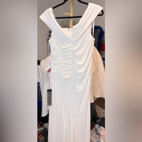 Mac Duggal 26517 Foldover Off-the-Shoulder Slit Gown - Picture 7 of 12